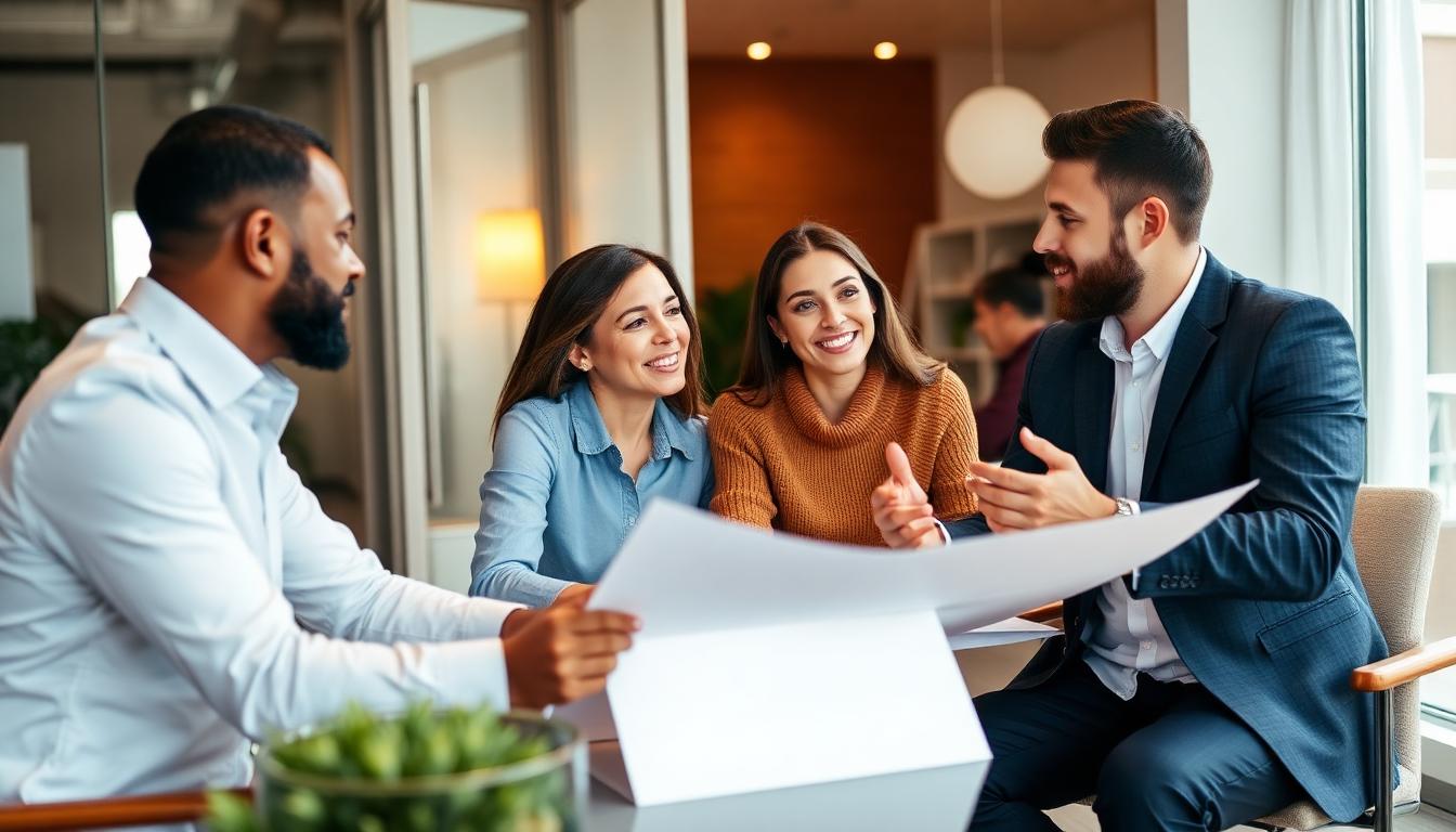 Buyers meeting with lender for pre-approval consultation