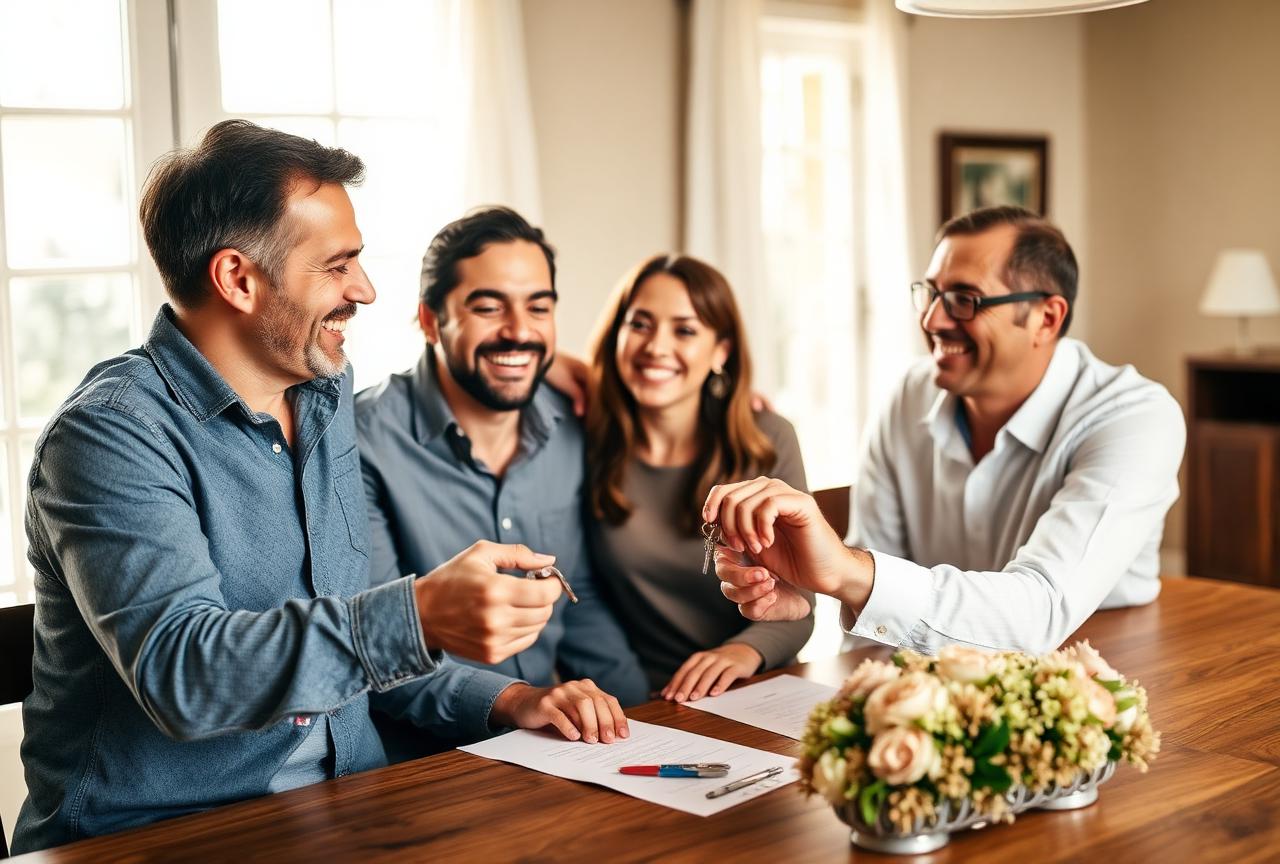 New homeowners receiving keys on closing day