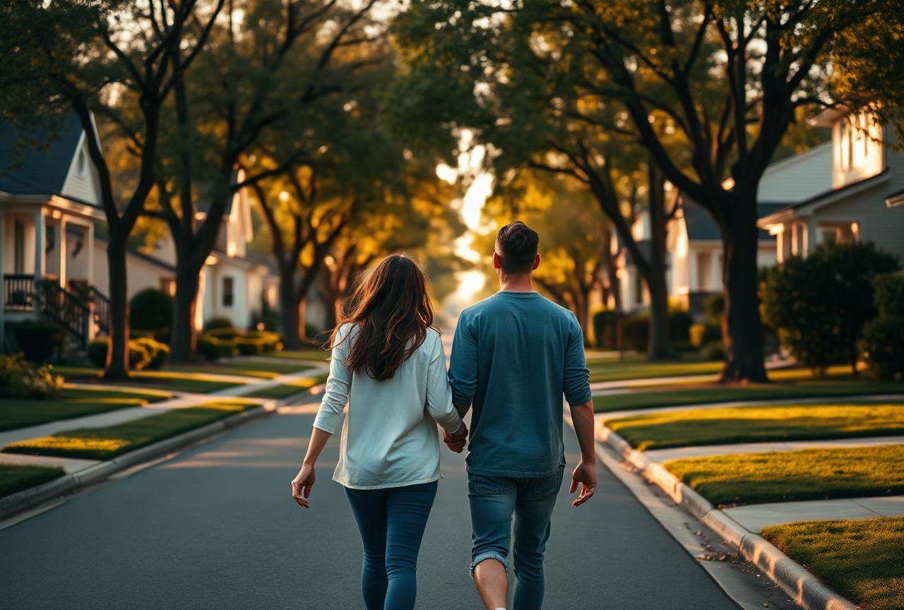 Couple exploring neighborhoods in Delaware