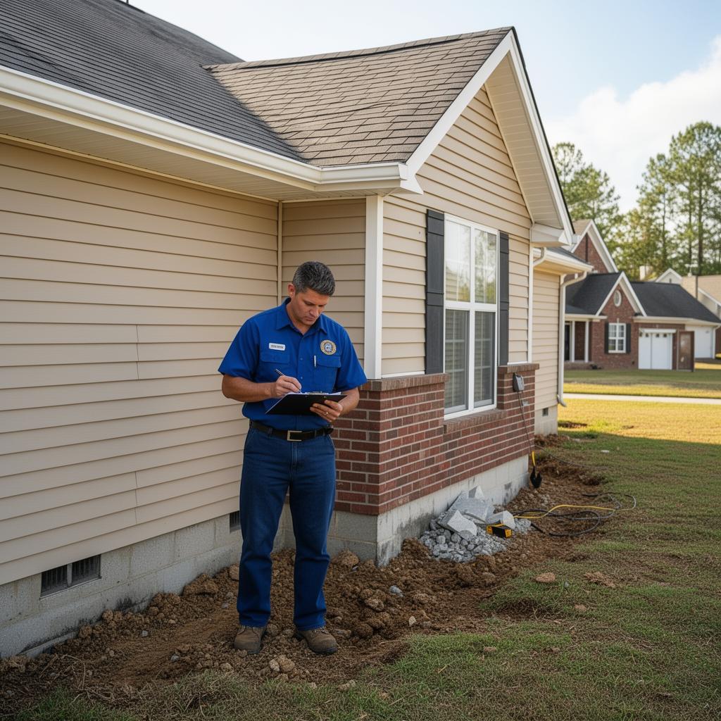 Home inspector evaluating a property during the inspection process